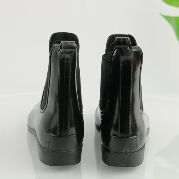 J Crew Womens Rain Boot Size 7 Black Rubber Water Resistant Chelsea Bootie Flat - Picture 5 of 12